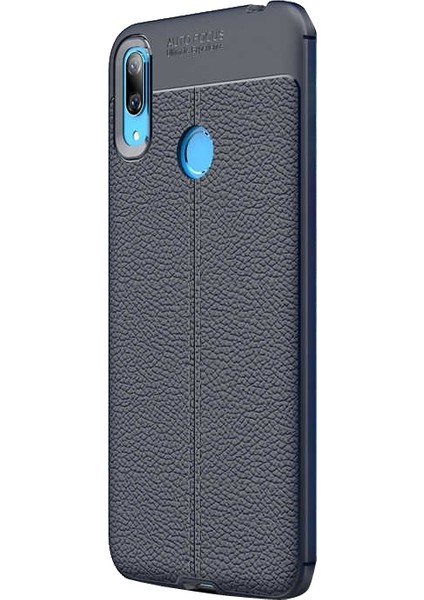 Huawei Y6S 2019 Kılıf Niss Silikon Deri Görünümlü Lacivert