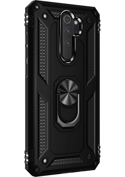 Xiaomi Redmi Note 8 Pro Kılıf Vega Standlı Yüzüklü Mıknatıslı Siyah