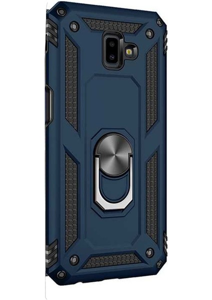 Samsung Galaxy J6 Plus Kılıf Vega Standlı Yüzüklü Mıknatıslı Lacivert
