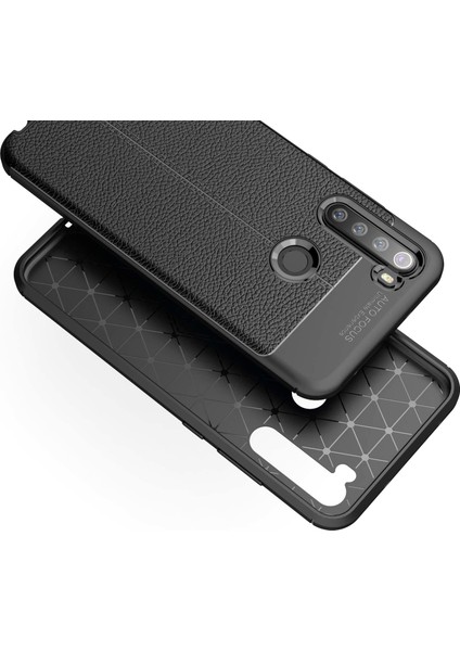 Xiaomi Redmi Note 8 Kılıf Niss Silikon Deri Görünümlü+Nano Glass Siyah modelleri