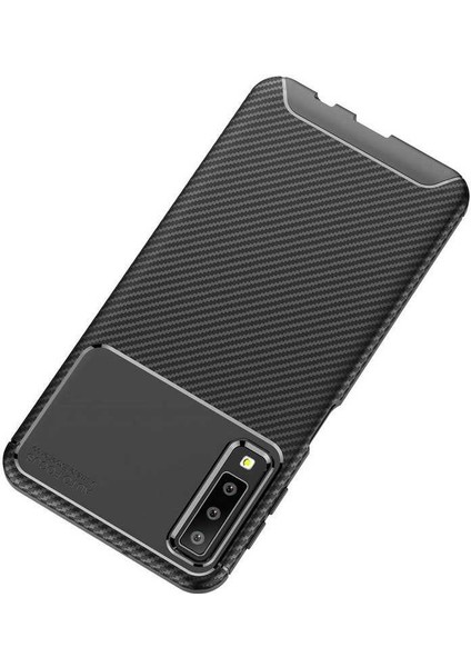 Samsung Galaxy A50S Kılıf Negro Karbon Dizayn Silikon+Nano Glass Lacivert modelleri