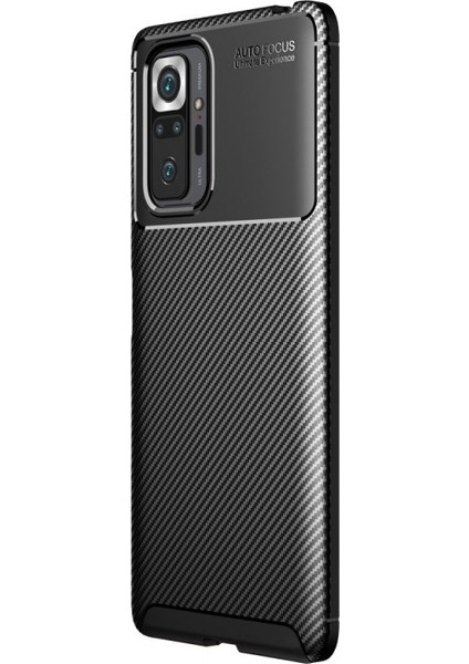 Xiaomi Redmi Note 10 Pro Max Kılıf Negro Karbon Dizayn Silikon+Nano Glass Siyah