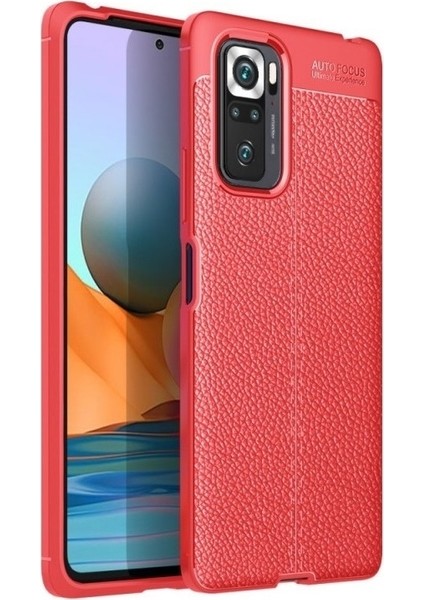 Xiaomi Redmi Note 10 Kılıf Niss Silikon Deri Görünümlü Kırmızı