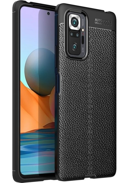Xiaomi Redmi Note 10 Pro Kılıf Niss Silikon Deri Görünümlü Siyah