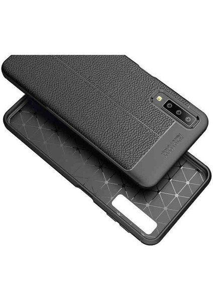 Samsung Galaxy A70 Kılıf Niss Silikon Deri Görünümlü+Nano Glass Lacivert modelleri