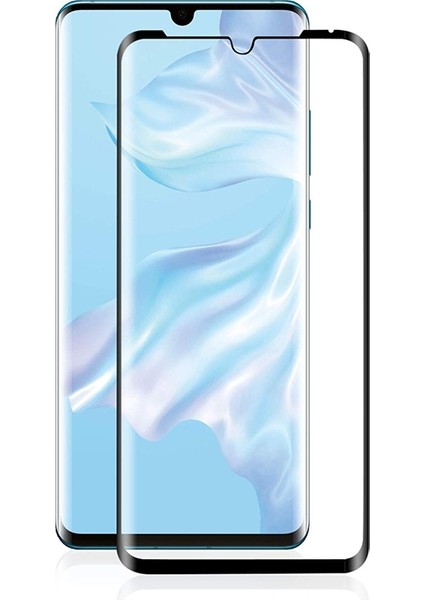 Huawei P30 Pro Kılıf Negro Karbon Dizayn Silikon+Full Kapatan Cam Siyah