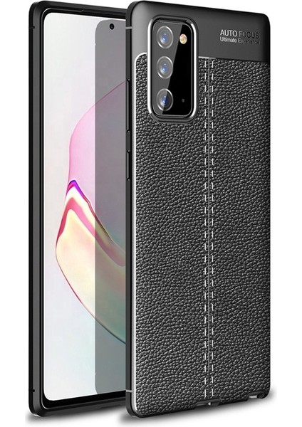 Samsung Galaxy Note 20 Kılıf Niss Silikon Deri Görünümlü Siyah