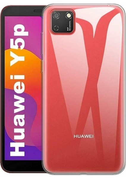 Huawei Y5P Kılıf Süper Silikon Arka Koruma+Nano Glass Şeffaf