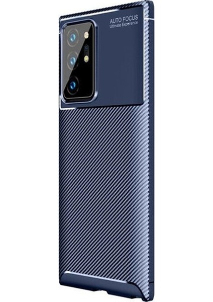 Samsung Galaxy Note 20 Kılıf Negro Karbon Dizayn+Full Ekran Lacivert