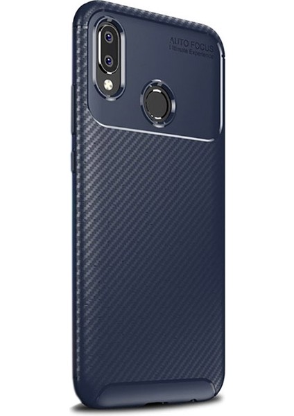 Samsung Galaxy M10S Kılıf Negro Karbon Silikon+Nano Glass Lacivert