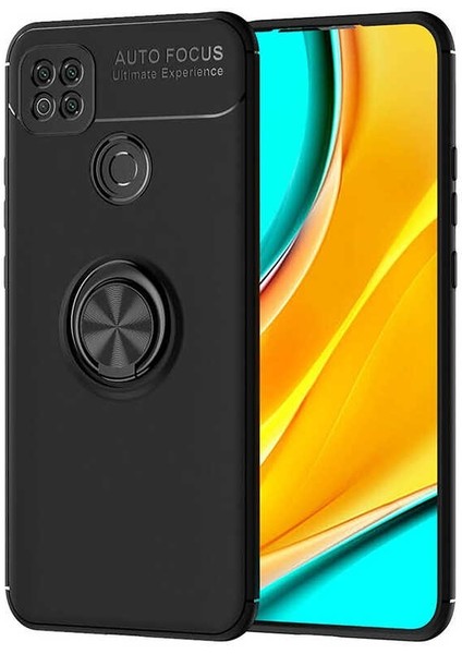 Xiaomi Redmi 9c Kılıf Ravel Silikon Yüzüklü Mıknatıslı Siyah