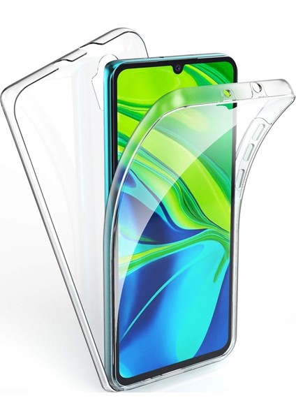 Xiaomi Mi Note 10 Pro Kılıf Ön Arka Şeffaf Silikon Koruma Renksiz