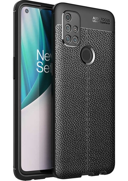 Oneplus Nord N10 5g Kılıf Niss Deri Görünümlü Silikon+Full Ekran Siyah
