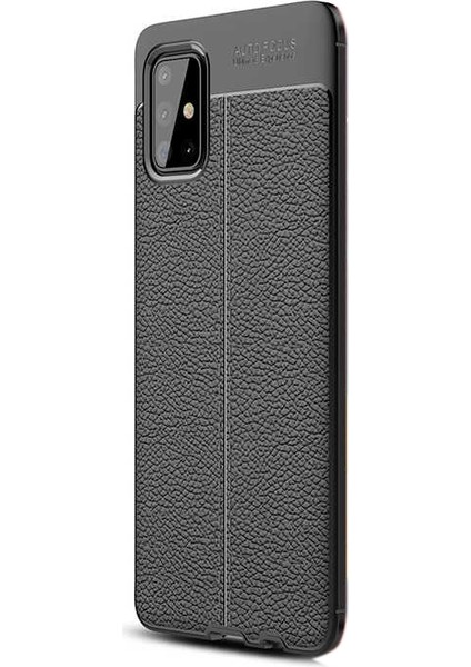 Samsung Galaxy M51 Kılıf Niss Silikon Deri Görünümlü+Nano Glass Siyah