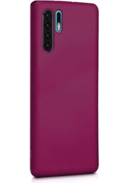 Huawei P30 Pro Kılıf Premier Silikon Esnek Koruma+Full Kapatan Cam Mürdüm