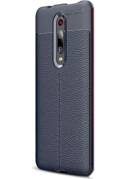 Xiaomi Redmi K20 Kılıf Niss Silikon Deri Görünümlü+Nano Glass Lacivert