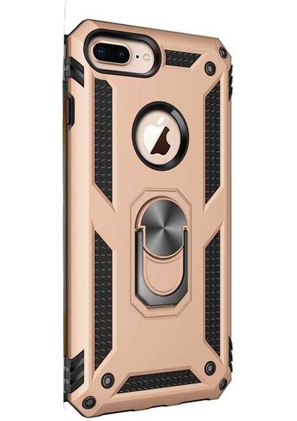 Apple iPhone 7 Plus Kılıf Vega Standlı Yüzüklü Mıknatıslı Gold