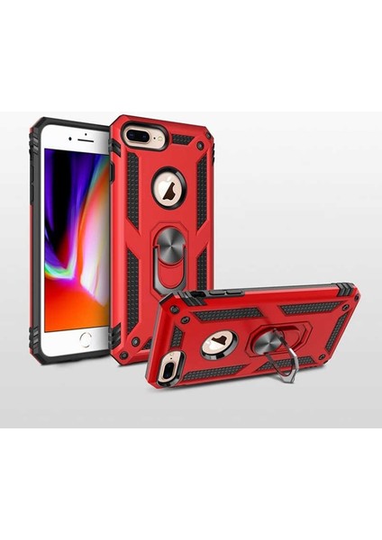 Apple iPhone 7 Plus Kılıf Vega Standlı Yüzüklü Mıknatıslı Gold