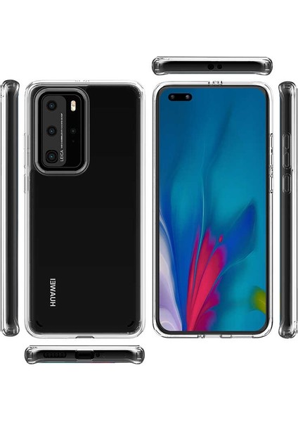 Huawei P40 Pro Kılıf Coss Şeffaf Sert Kapak Şeffaf