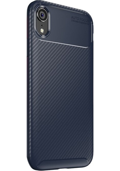 Apple iPhone Xr Kılıf Negro Karbon Dizayn Silikon + Nano Lacivert