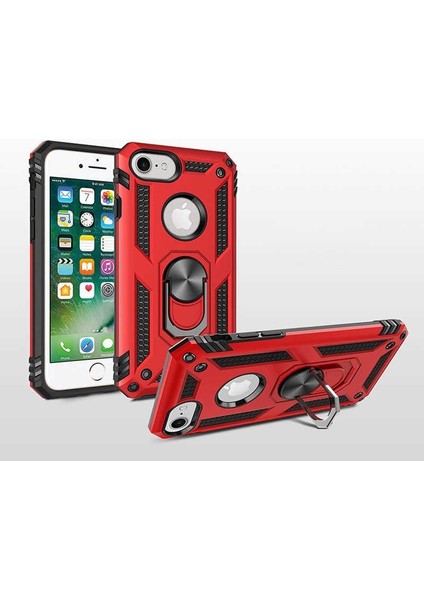 Apple iPhone 7 Kılıf Vega Standlı Yüzüklü Mıknatıslı Siyah