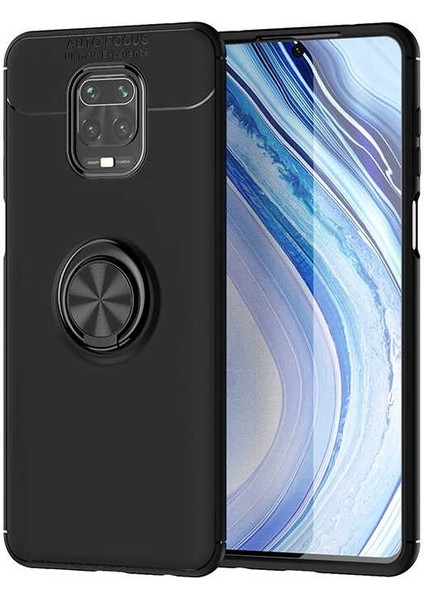 Xiaomi Redmi Note 9 Pro Kılıf Ravel Silikon Yüzüklü Mıknatıslı Siyah