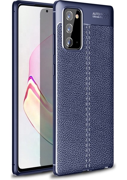 Samsung Galaxy Note 20 Kılıf Niss Silikon Deri Görünümlü Lacivert