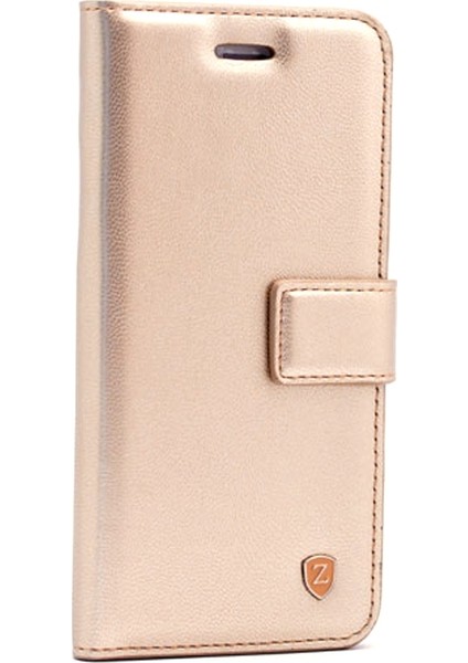 Huawei P20 Lite Kılıf Delüx Cüzdan Kartvizitli Gold