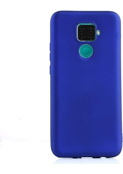 Huawei Mate 30 Lite Kılıf Premier Silikon Esnek Koruma+Nano Glass Mavi