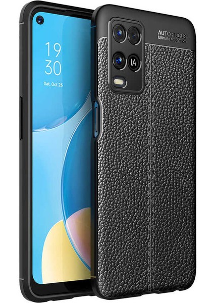 Oppo A54 4g Kılıf Niss Silikon Deri Görünümlü Siyah