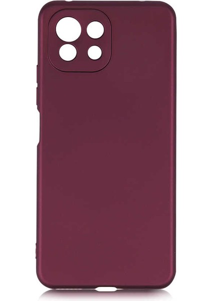 Xiaomi Mi 11 Lite Kılıf Mat Soft Premier Silikon + Nano Glass Mürdüm