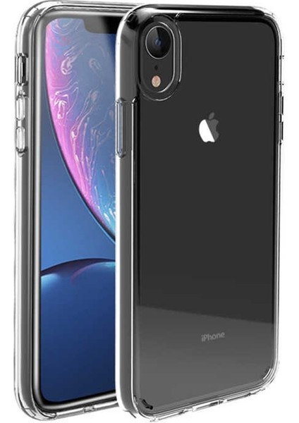 Apple iPhone Xr Kılıf Coss Şeffaf Sert Kapak+Nano Glass Şeffaf