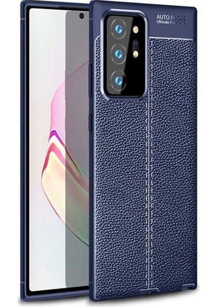 Samsung Galaxy Note 20 Ultra Kılıf Niss Silikon Deri Görünümlü Lacivert