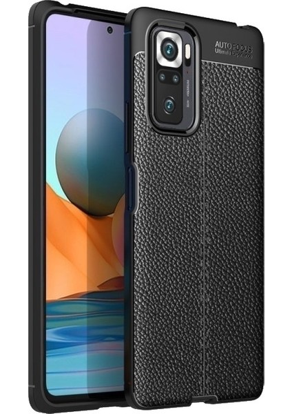Xiaomi Redmi Note 10 Kılıf Niss Silikon Deri Görünümlü Siyah