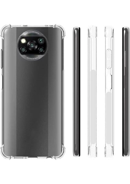 Xiaomi Poco X3 Nfc Kılıf Antishock Koruma Sert Silikon + Full Nano Ekran Renksiz modelleri