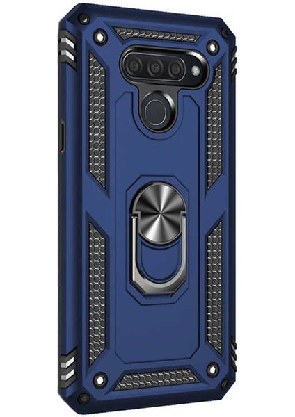 Samsung Galaxy Note 10 Plus Kılıf Vega Standlı Yüzüklü Mıknatıslı Lacivert