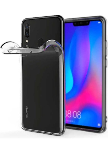 Huawei Honor 10 Lite Kılıf Süper Silikon Yumuşak Arka Koruma+Nano Glass Şeffaf