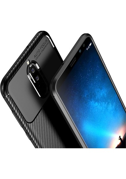 Huawei Mate 10 Lite Kılıf Negro Karbon Dizayn Silikon + Nano Lacivert modelleri