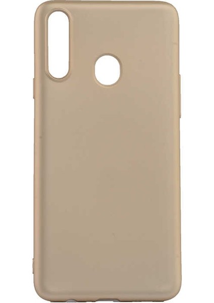 Samsung Galaxy A20S Kılıf Premier Silikon Esnek Koruma+Nano Glass Gold