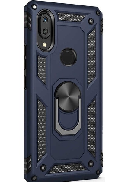 Xiaomi Redmi 7 Kılıf Vega Standlı Yüzüklü Mıknatıslı Lacivert