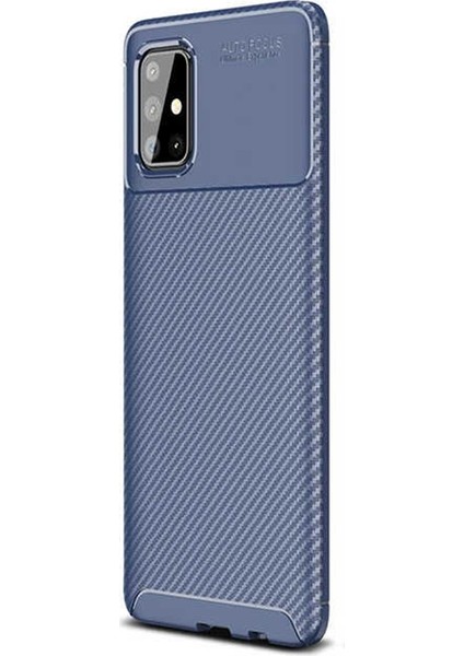 Samsung Galaxy A51 Kılıf Negro Karbon Dizayn Silikon Lacivert