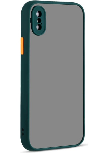 Apple iPhone x Kılıf Hux Kamera Korumalı Silikon Koyu Yeşil