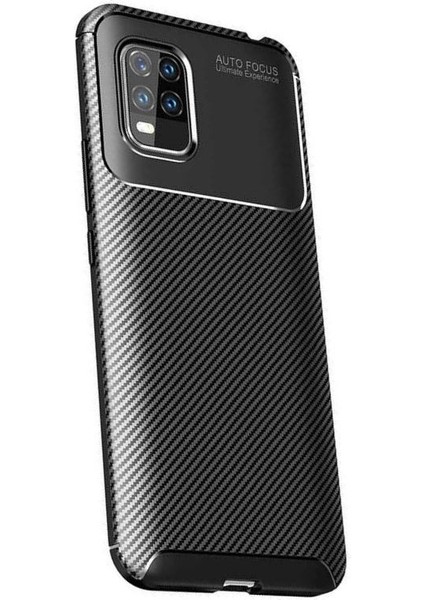 Xiaomi Mi 10 Lite Kılıf Negro Karbon Silikon+Nano Glass Siyah