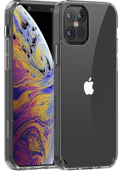 Apple iPhone 12 Pro Kılıf Coss Şeffaf Sert Kapak+Nano Glass Renksiz