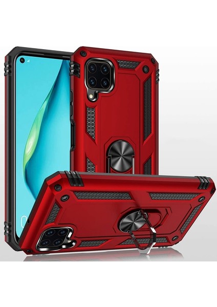 Huawei P40 Lite Kılıf Vega Standlı Yüzüklü Mıknatıslı+Nano Glass Lacivert fırsatları