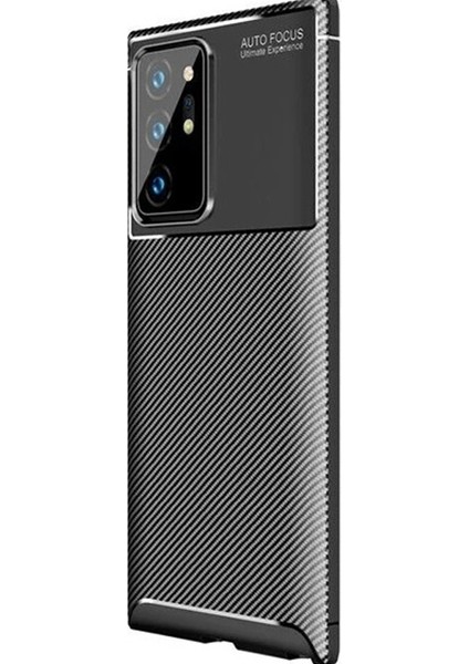 Samsung Galaxy Note 20 Kılıf Negro Karbon Dizayn+Full Ekran Siyah