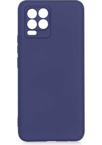 Realme 8 Pro Kılıf Kamera Korumalı Mat Soft Premier Silikon+Nano Glass Lacivert