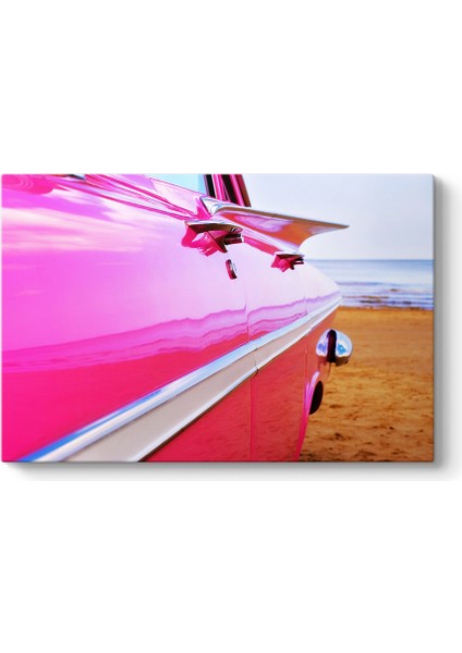 Sahildeki Pembe Cadillac Tablosu - Tabloshop