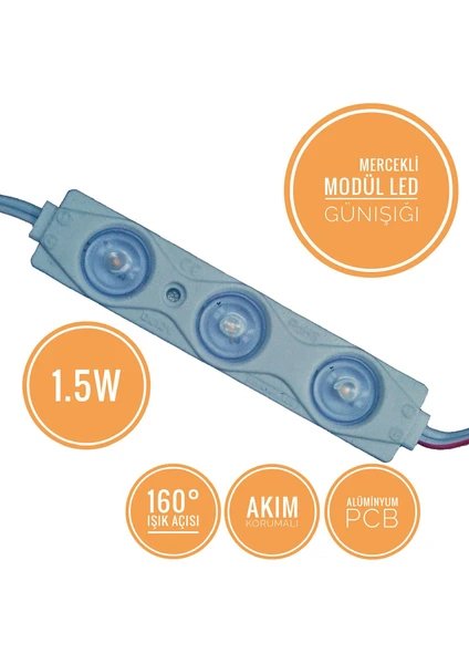 Mercekli Modül LED 1.5W (10 Adet) - Günışığı (Sarı)