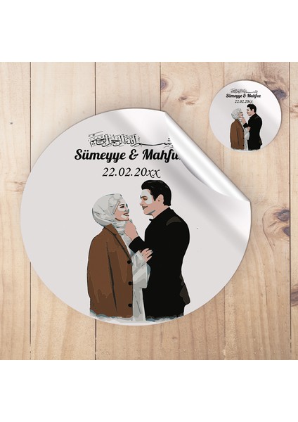 Otuz9 Yuvarlak Sticker Söz - Nişan - Düğün - Kına - Özel Kesimli Etiket